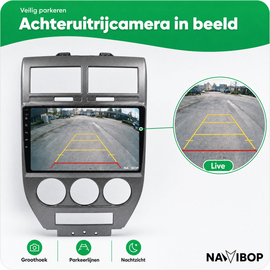 Jeep Compass Zilver | Autoradio | CarPlay & Android Auto | Android 15.0 | 2006 t/m 2010