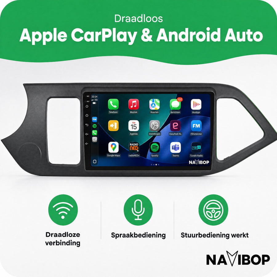 Kia Picanto Morning | Autoradio | CarPlay & Android Auto | Android 15.0 | 2011 t/m 2017