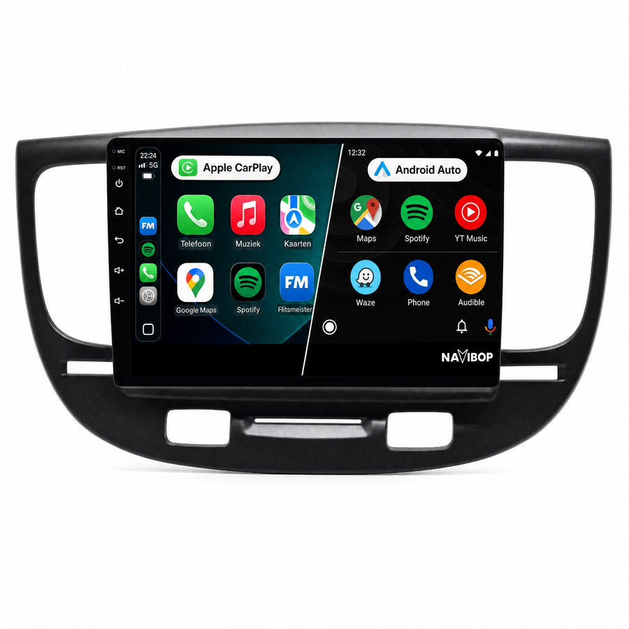 Kia Rio Zwart | Autoradio | CarPlay & Android Auto | Android 15.0 | 2005 t/m 2011