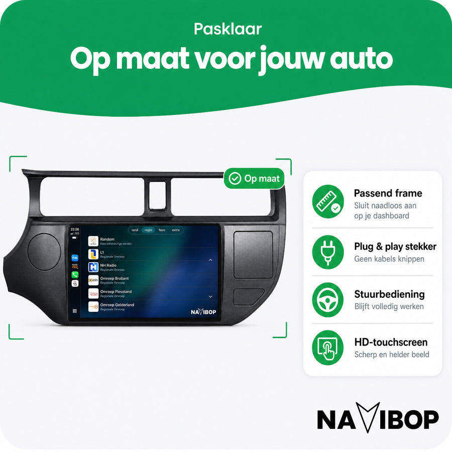 Kia Rio (met Gevarenlicht) | Autoradio | CarPlay & Android Auto | Android 15.0 | 2011 t/m 2015