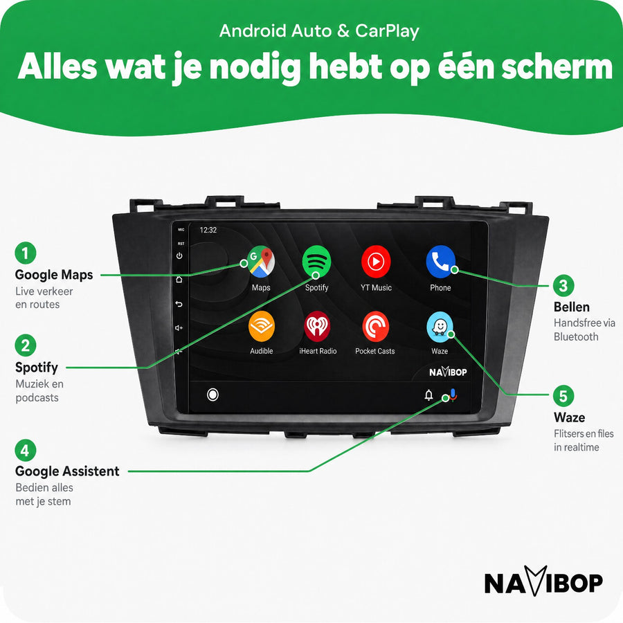Mazda 5 | Autoradio | CarPlay & Android Auto | Android 15.0 | 2010 t/m 2015
