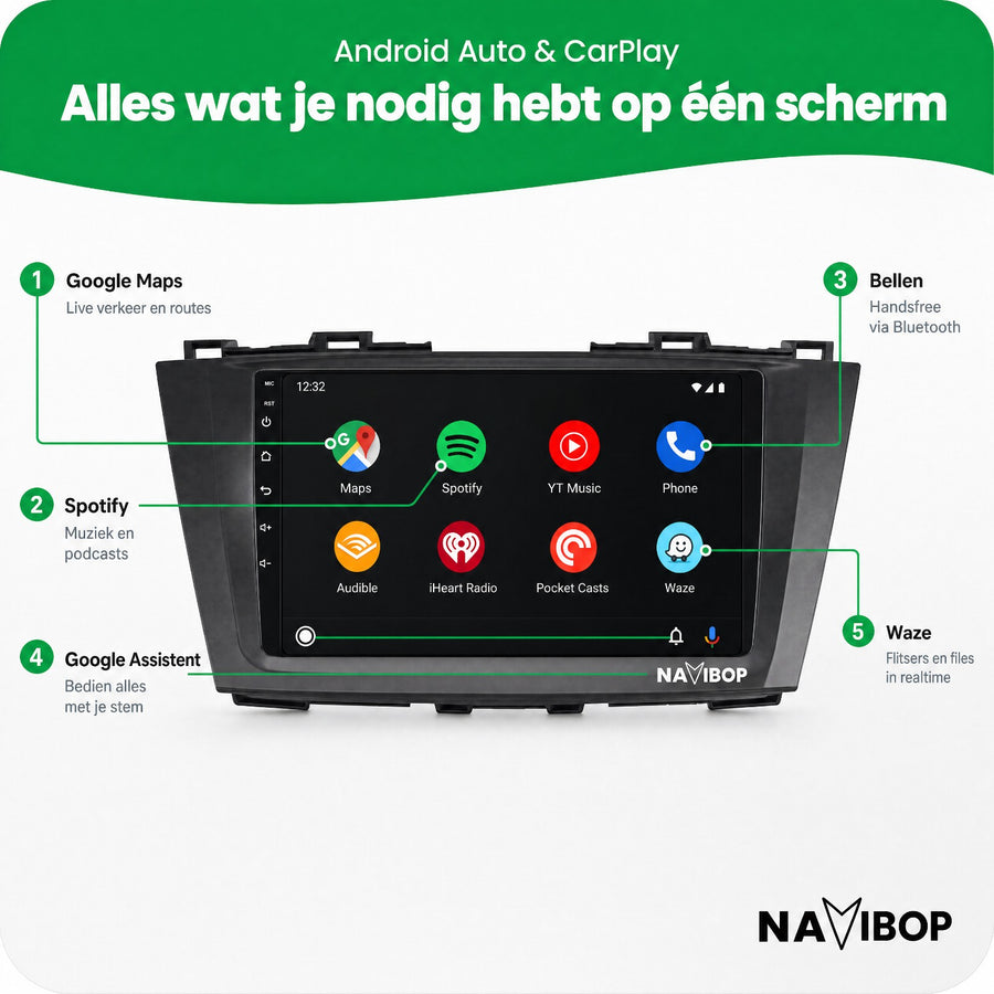 Mazda 5 | Autoradio | CarPlay & Android Auto | Android 15.0 | 2010 t/m 2016