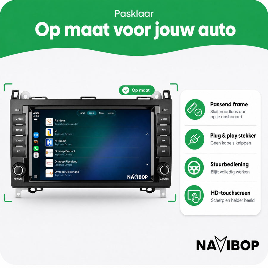 Mercedes A-klasse B-klasse V-klasse | Autoradio | CarPlay & Android Auto | Android 15.0