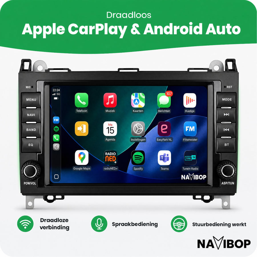 Mercedes A-klasse B-klasse V-klasse | Autoradio | CarPlay & Android Auto | Android 15.0