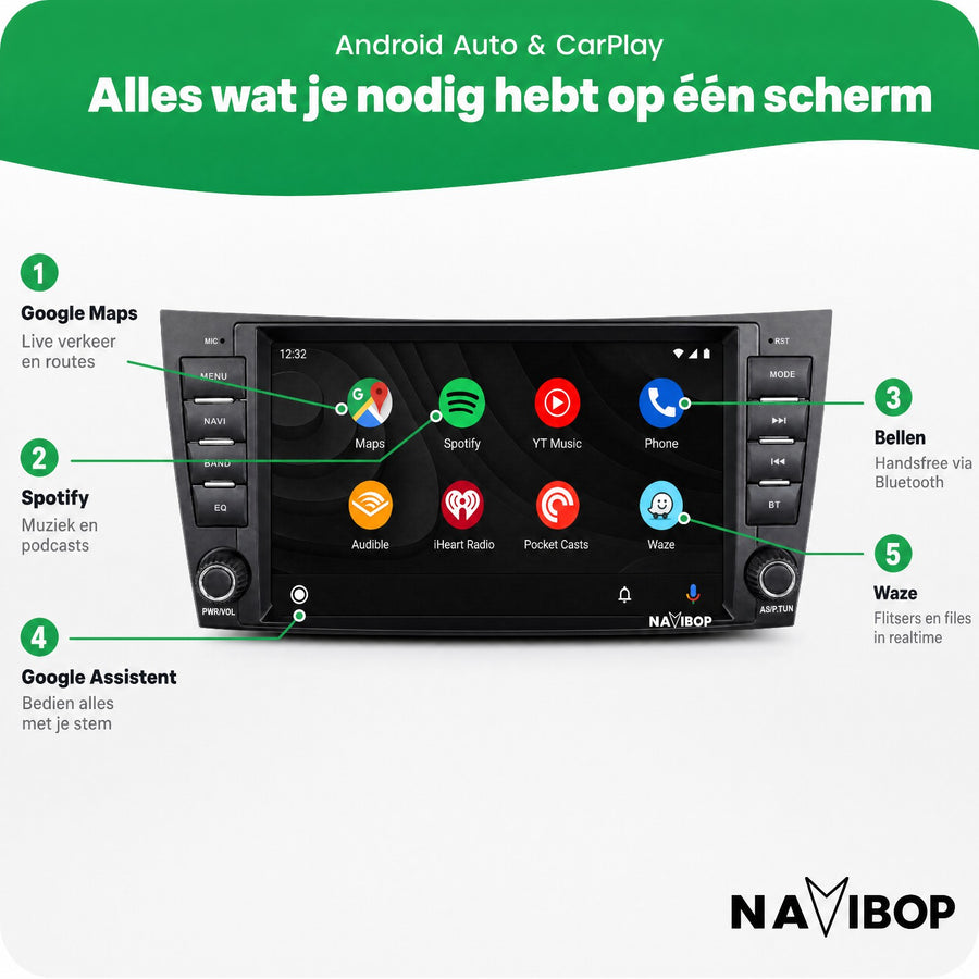 Mercedes E-klasse Cls-klasse W211 | Autoradio | CarPlay & Android Auto | Android 15.0