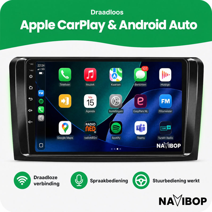 Mercedes Ml-klasse Gl-klasse | Autoradio | CarPlay & Android Auto | Android 15.0 | 2005 t/m 2011