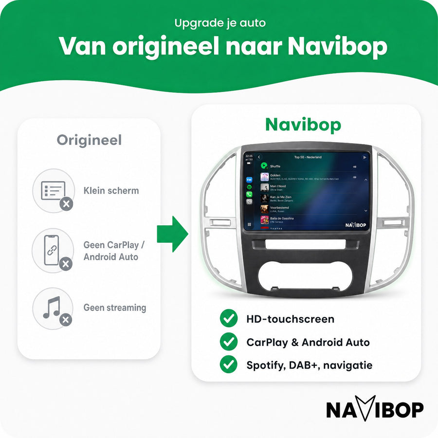 Mercedes Vito Versie 1 | Autoradio | CarPlay & Android Auto | Android 15.0 | 2014 t/m 2022