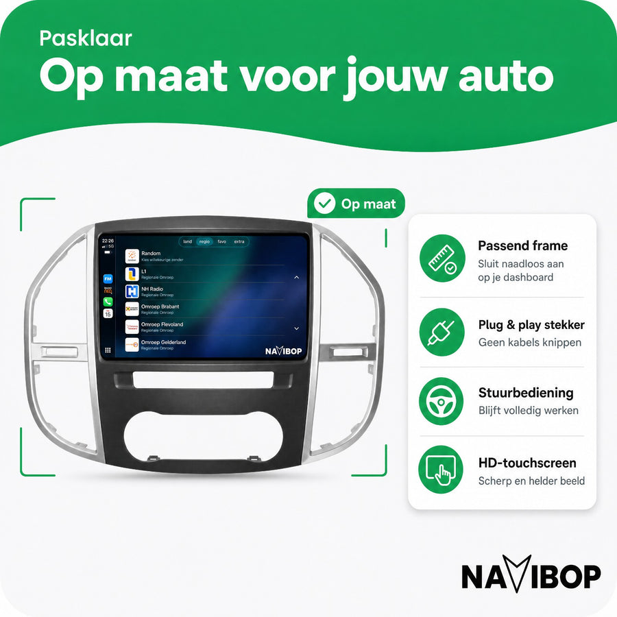 Mercedes Vito Versie 1 | Autoradio | CarPlay & Android Auto | Android 15.0 | 2014 t/m 2022