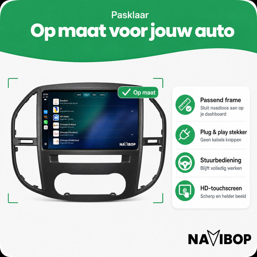 Mercedes Vito Versie 2 | Autoradio | CarPlay & Android Auto | Android 15.0 | 2014 t/m 2022