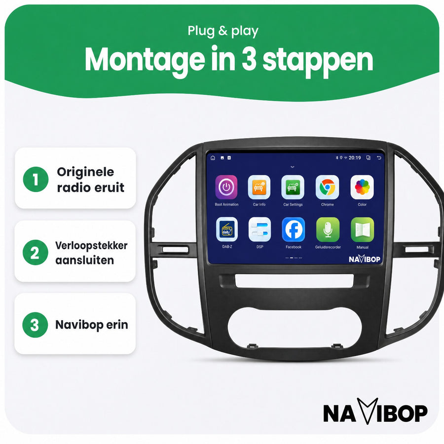 Mercedes Vito Versie 2 | Autoradio | CarPlay & Android Auto | Android 15.0 | 2014 t/m 2022
