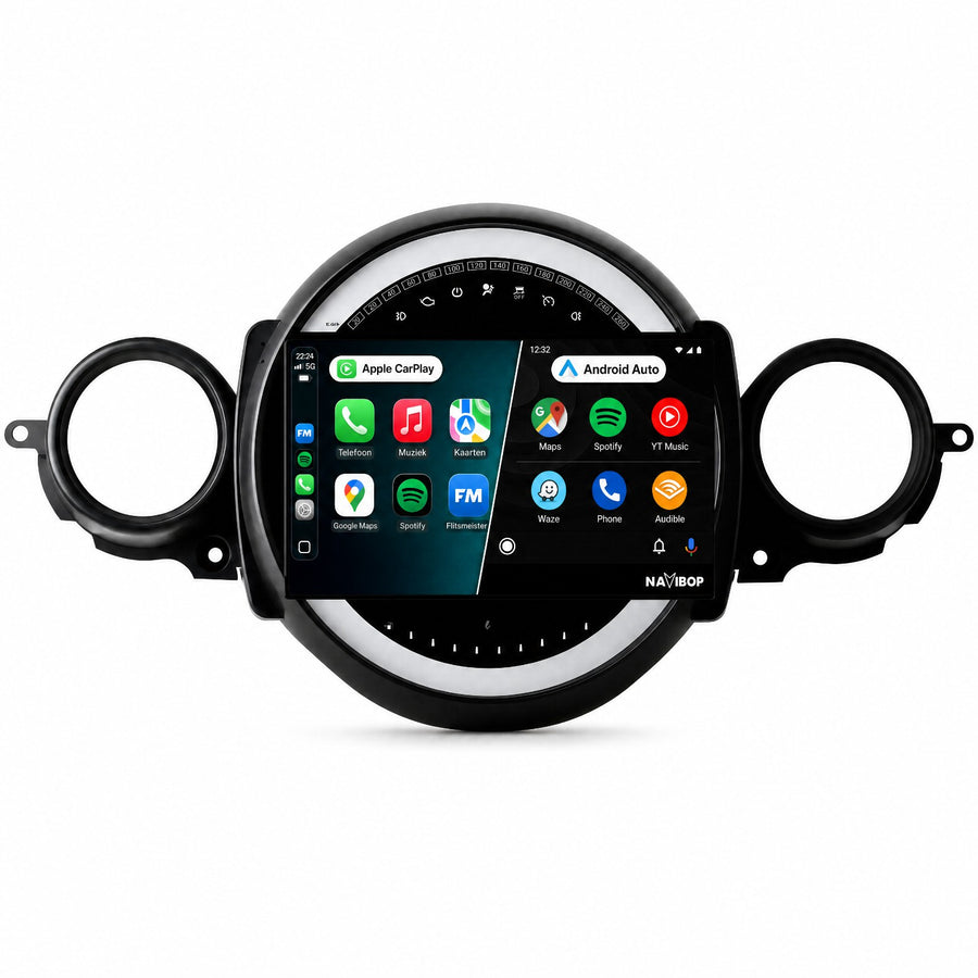MINI Cooper Flaporen Midden R56 R60 | Autoradio | CarPlay & Android Auto | Android 15.0 | 2006 t/m 2017