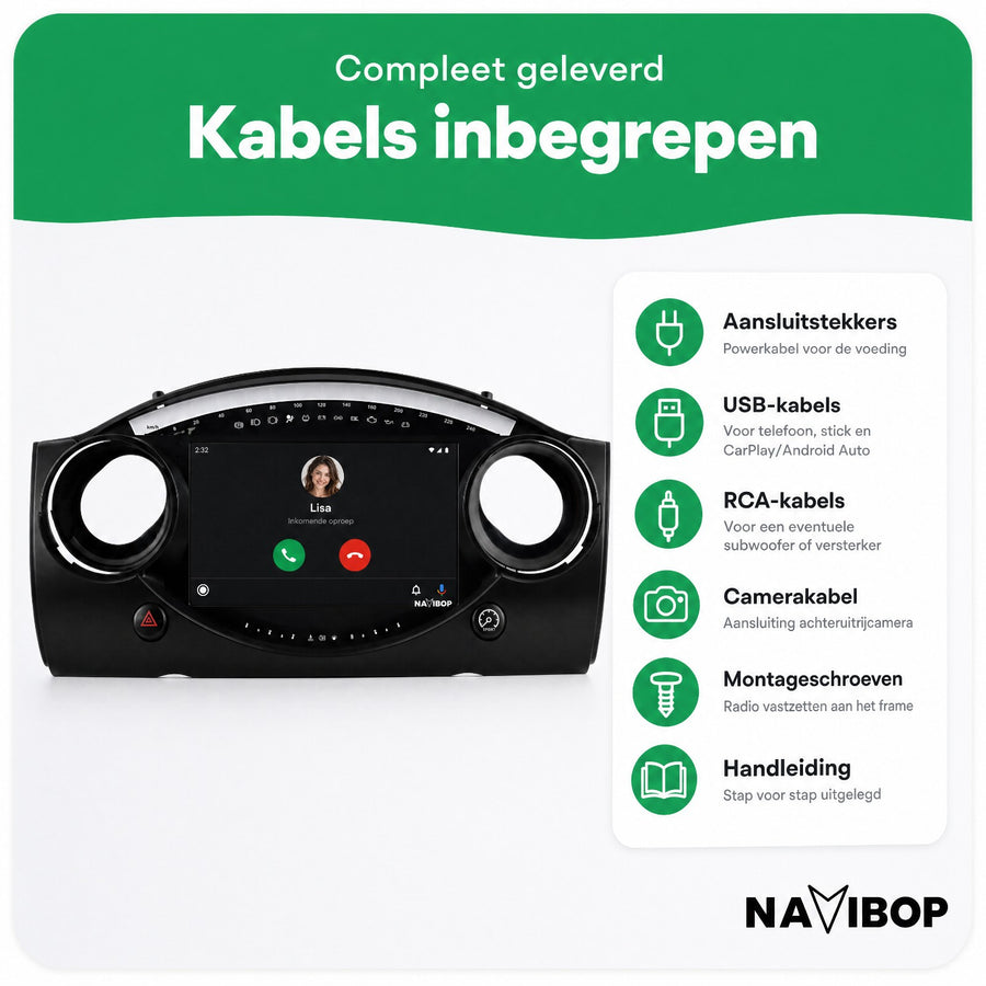 MINI Cooper R53 R52 R50 | Autoradio | CarPlay & Android Auto | Android 15.0 | 2000 t/m 2007