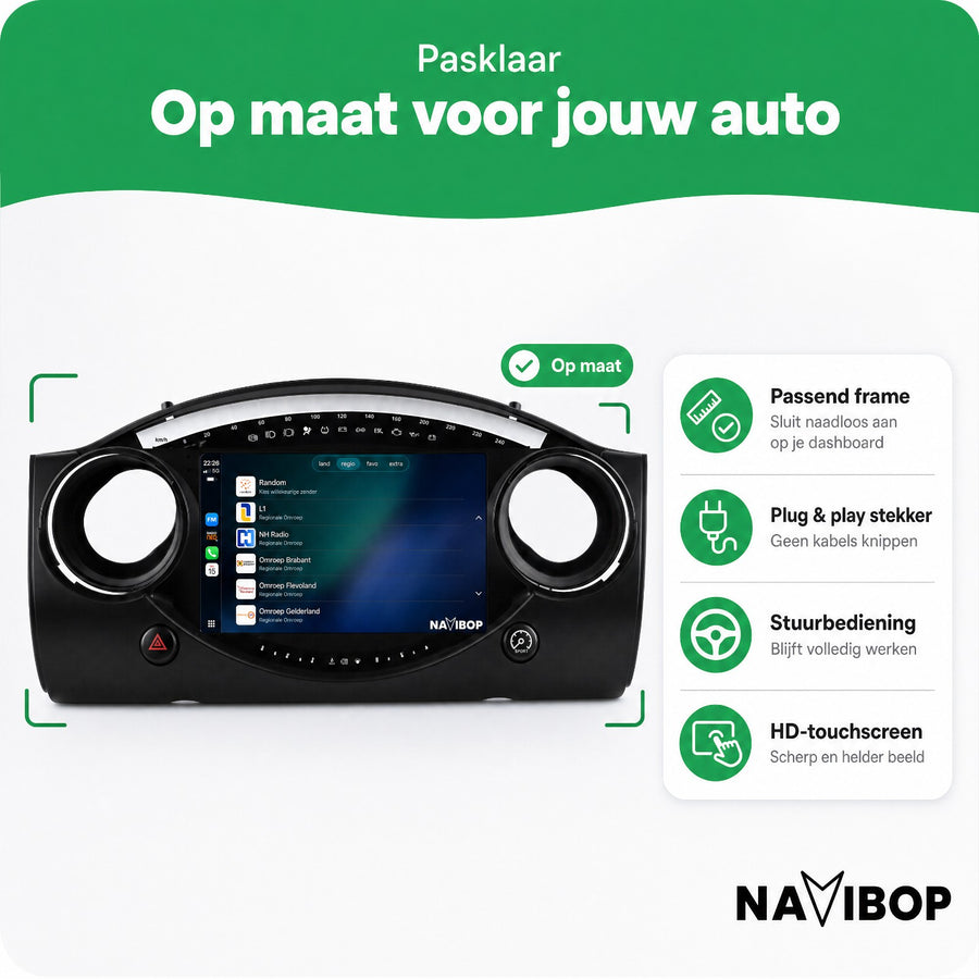 MINI Cooper R53 R52 R50 | Autoradio | CarPlay & Android Auto | Android 15.0 | 2000 t/m 2007