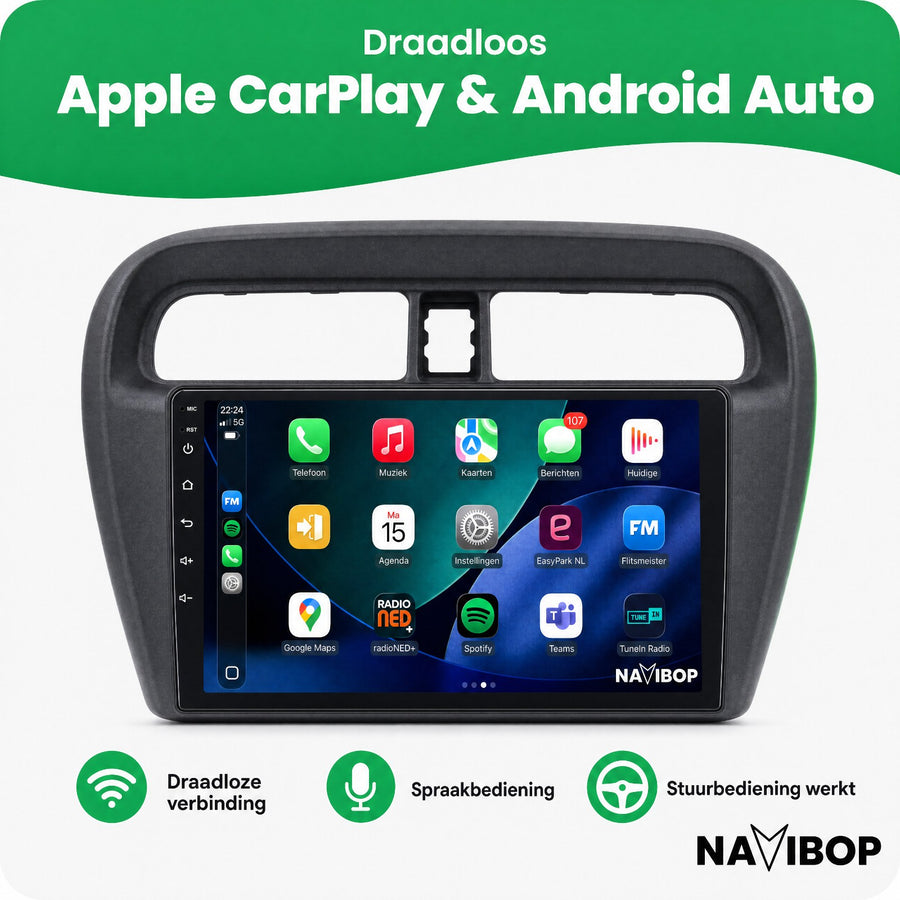 Mitsubishi Mirage Spacestar | Autoradio | CarPlay & Android Auto | Android 15.0 | 2012 t/m 2018