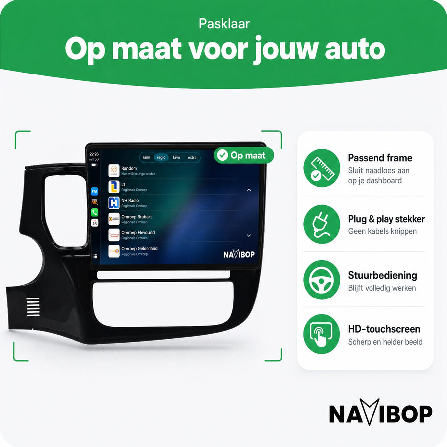 Mitsubishi Outlander 9" * * Versie 1 | Autoradio | CarPlay & Android Auto | Android 15.0 | 2012 t/m 2018