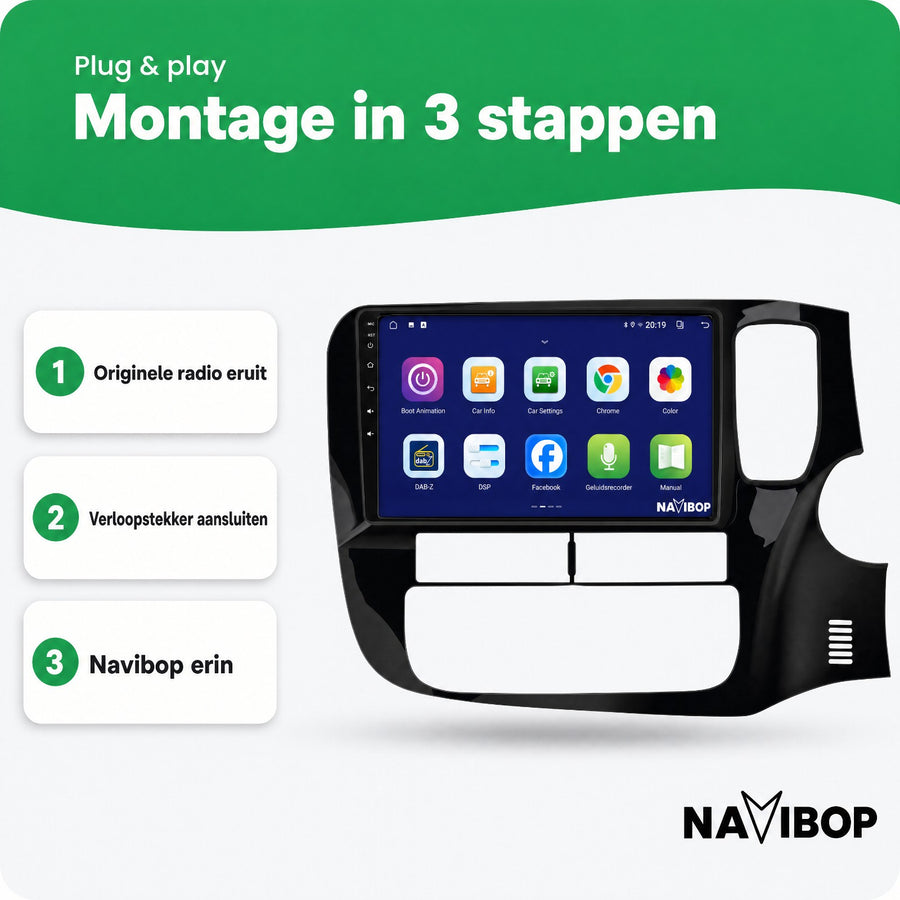 Mitsubishi Outlander 9" * * Versie 3 | Autoradio | CarPlay & Android Auto | Android 15.0 | 2012 t/m 2019