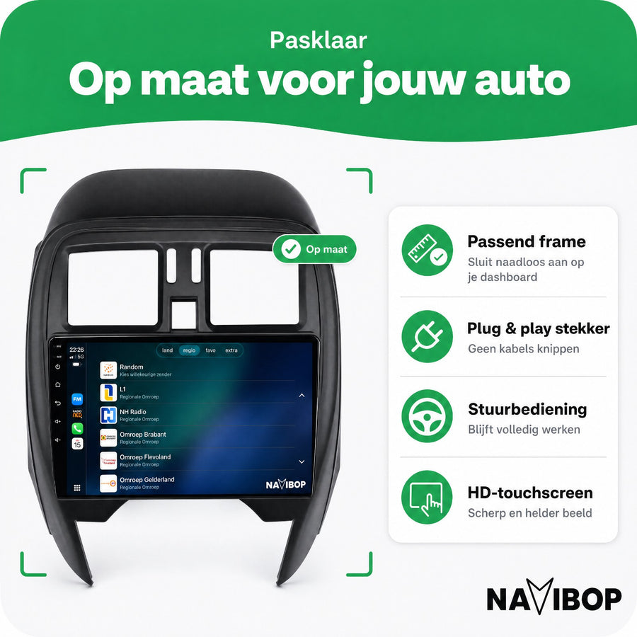 Nissan Micra | Autoradio | CarPlay & Android Auto | Android 15.0 | 2013 t/m 2017