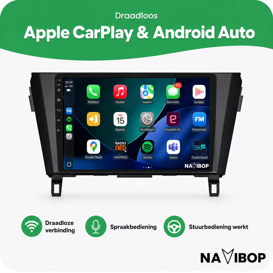 Nissan Qashqai X-trail | Autoradio | CarPlay & Android Auto | Android 15.0 | 2013 t/m 2021