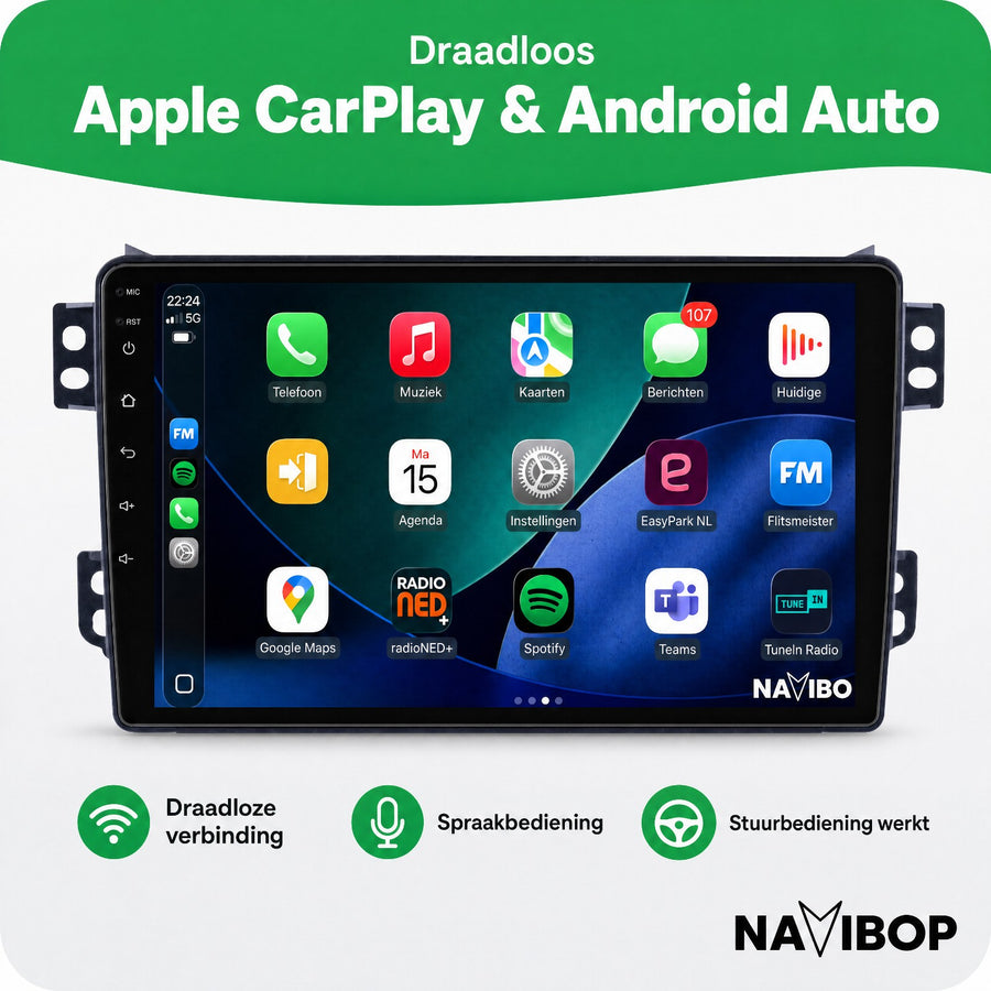 Opel Agila Suzuki Splash Suzuki Ritz | Autoradio | CarPlay & Android Auto | Android 15.0 | 2008 t/m 2014