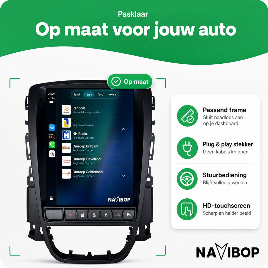 Opel Astra J Versie B | Autoradio | CarPlay & Android Auto | Android 15.0 | 2010 t/m 2015