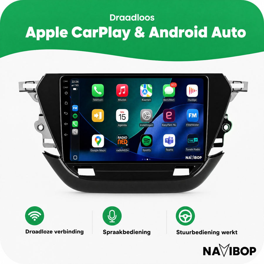 Opel Corsa | Autoradio | CarPlay & Android Auto | Android 15.0 | 2020 t/m 2023