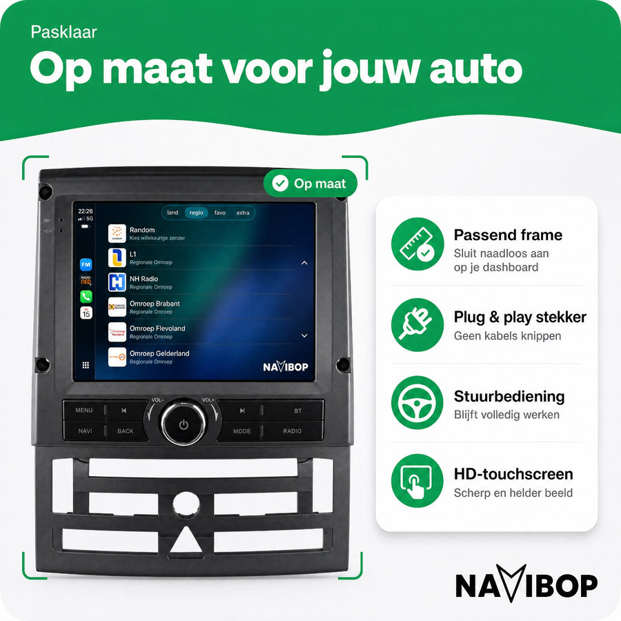 Peugeot 407 Tesla | Autoradio | CarPlay & Android Auto | Android 15.0 | 2004 t/m 2011