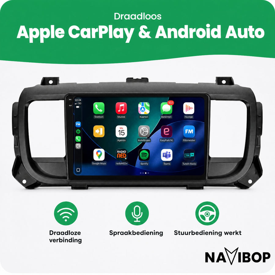 Peugeot Expert 3 Toyota Proace Citroen Jumpy Citroen Spacetourer Opel Vivaro Fiat Scudo | Autoradio | CarPlay & Android Auto | Android 15.0 | 2016 t/m 2023