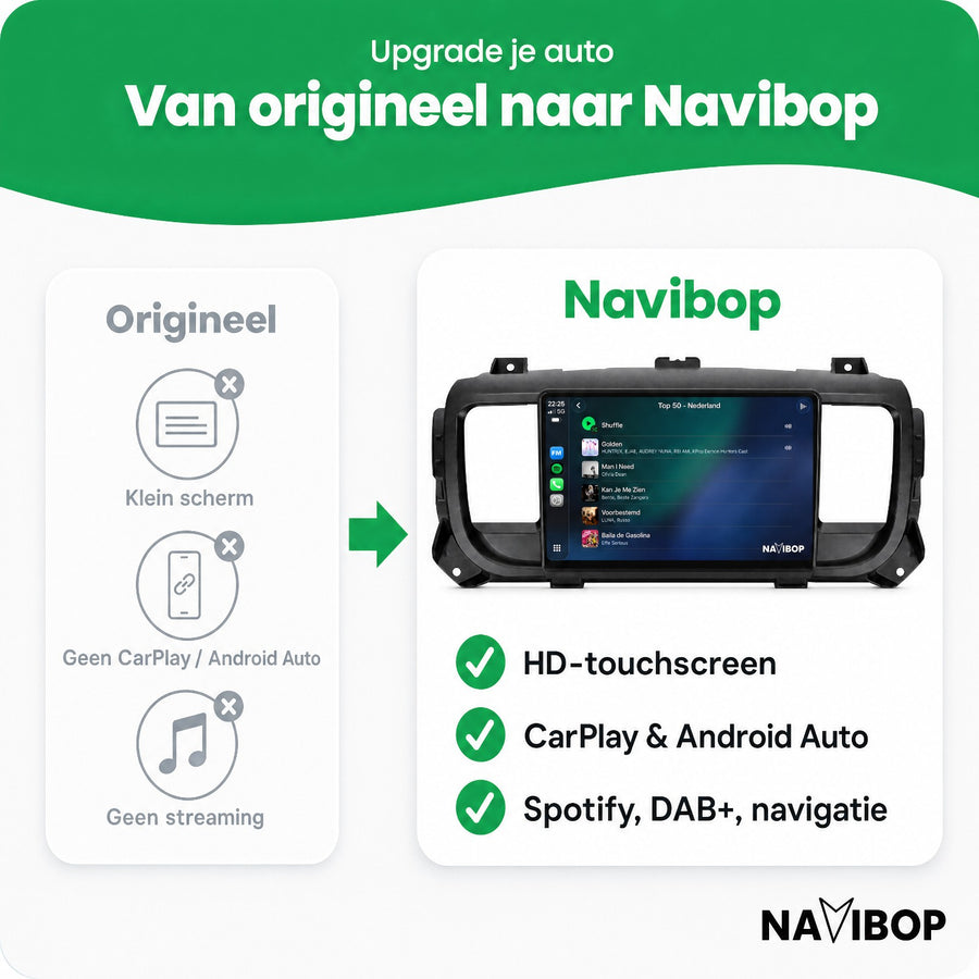 Peugeot Expert 3 Toyota Proace Citroen Jumpy Citroen Spacetourer Opel Vivaro Fiat Scudo | Autoradio | CarPlay & Android Auto | Android 15.0 | 2016 t/m 2023