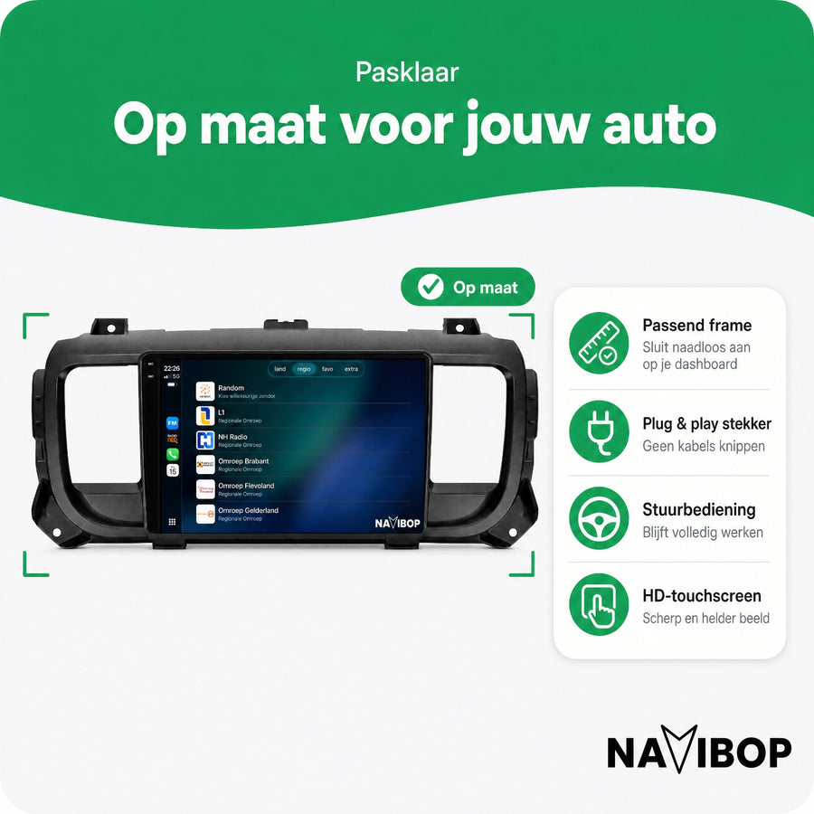 Peugeot Expert 3 Toyota Proace Citroen Jumpy Citroen Spacetourer Opel Vivaro Fiat Scudo | Autoradio | CarPlay & Android Auto | Android 15.0 | 2016 t/m 2023