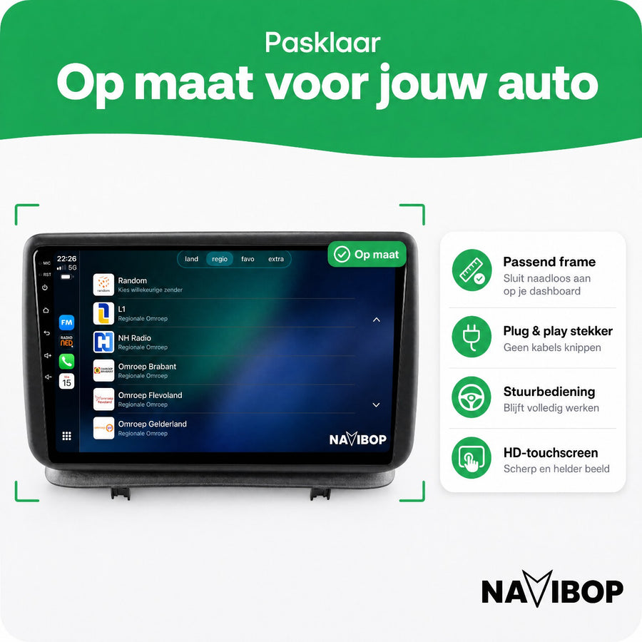 Renault Clio | Autoradio | CarPlay & Android Auto | Android 15.0 | 2005 t/m 2012