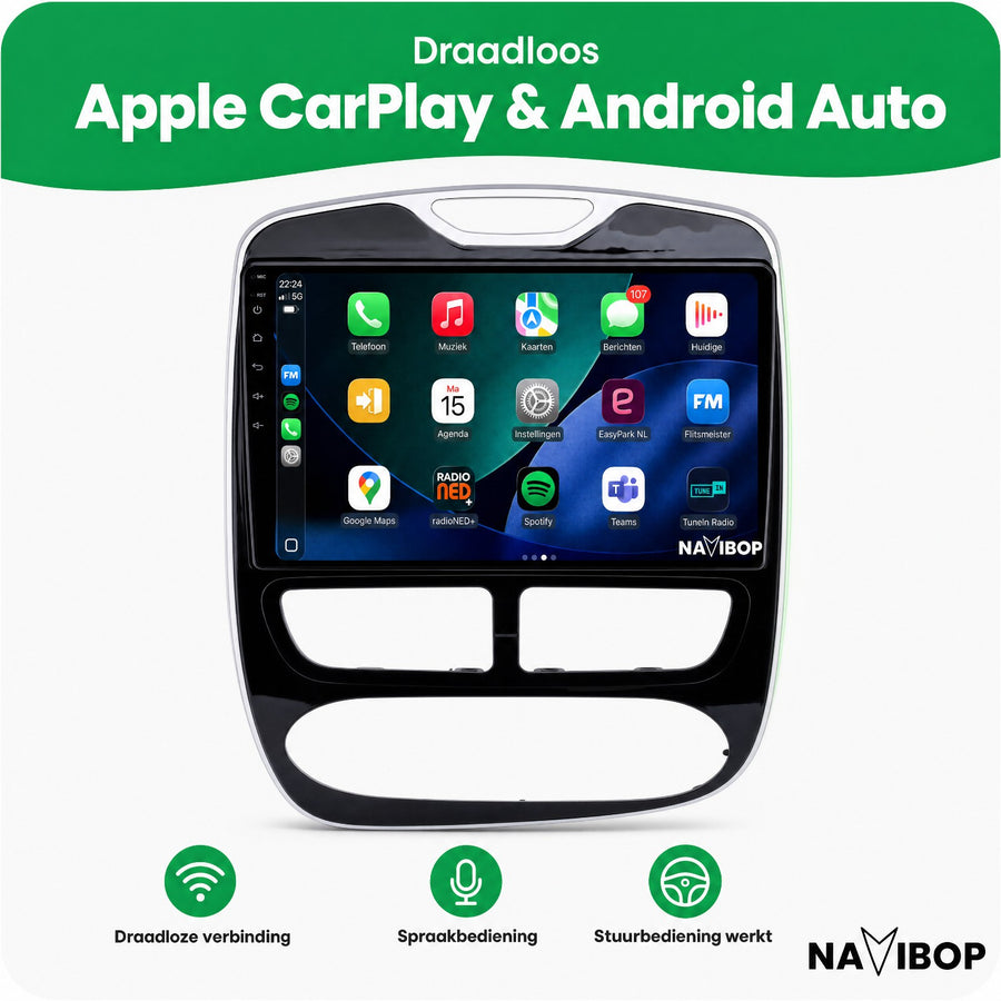 Renault Clio | Autoradio | CarPlay & Android Auto | Android 15.0 | 2012 t/m 2019