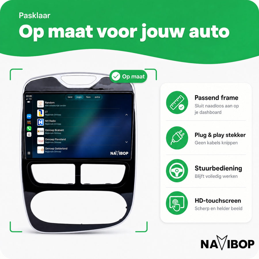 Renault Clio | Autoradio | CarPlay & Android Auto | Android 15.0 | 2012 t/m 2019