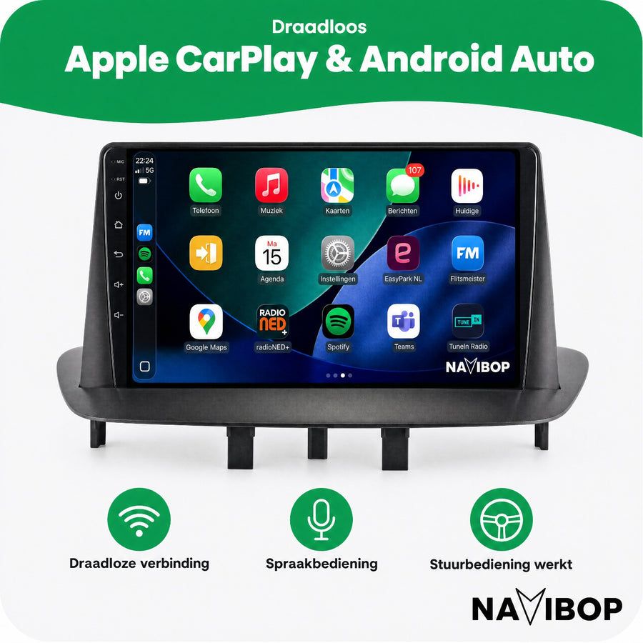 Renault Megane 3 | Autoradio | CarPlay & Android Auto | Android 15.0 | 2008 t/m 2015