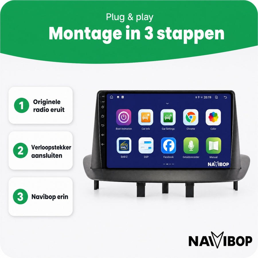 Renault Megane 3 | Autoradio | CarPlay & Android Auto | Android 15.0 | 2008 t/m 2015