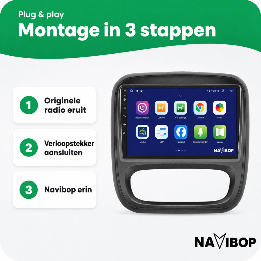 Renault Traffic Opel Vivaro | Autoradio | CarPlay & Android Auto | Android 15.0 | 2015 t/m 2019