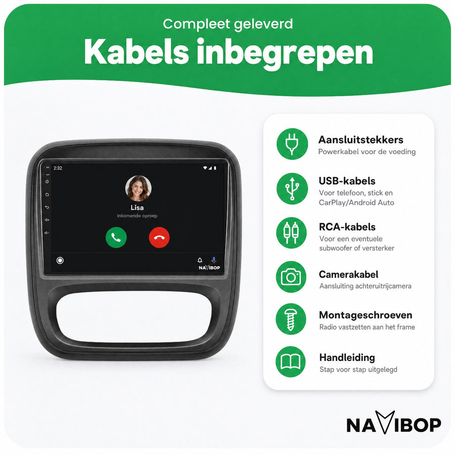 Renault Traffic Opel Vivaro | Autoradio | CarPlay & Android Auto | Android 15.0 | 2015 t/m 2019
