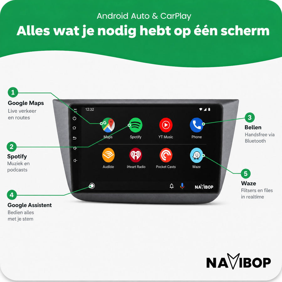Seat Altea | Autoradio | CarPlay & Android Auto | Android 15.0 | 2004 t/m 2015