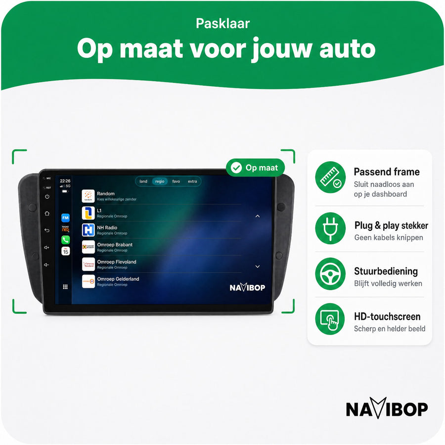 Seat Ibiza Touchscreen | Autoradio | CarPlay & Android Auto | Android 15.0 | 2009 t/m 2013