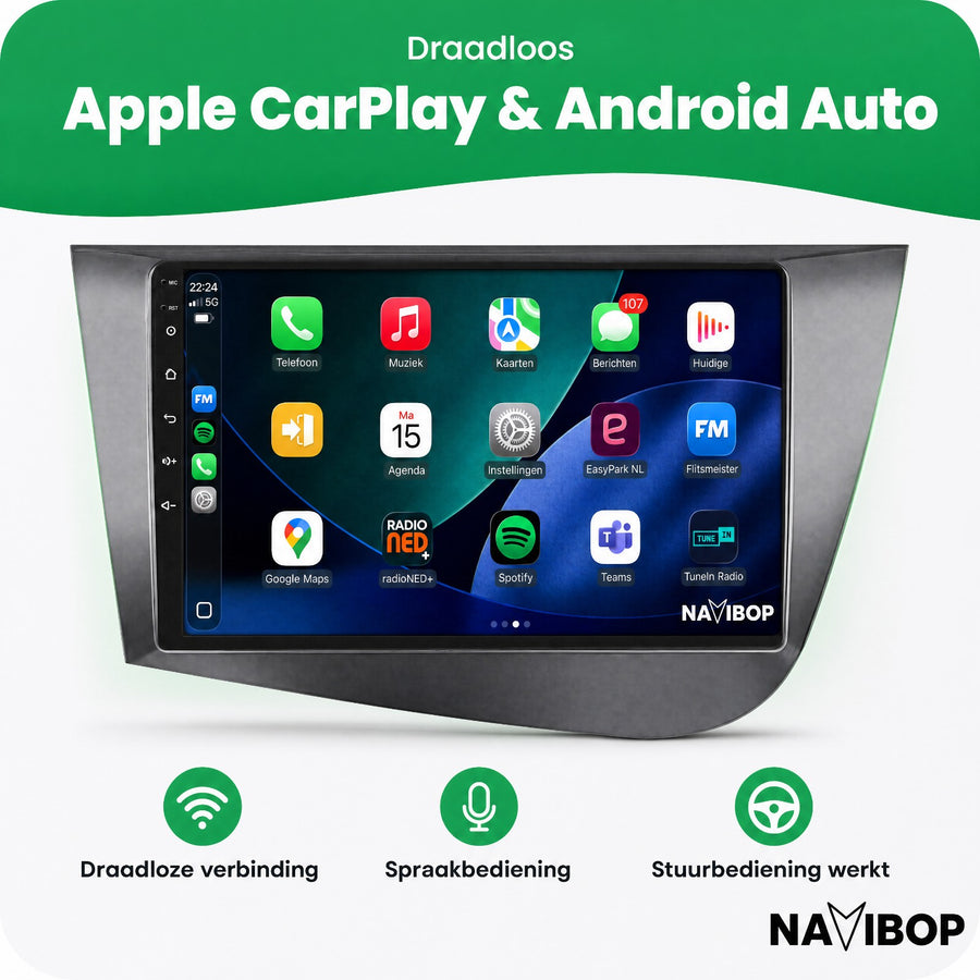 Seat Leon | Autoradio | CarPlay & Android Auto | Android 15.0 | 2005 t/m 2012