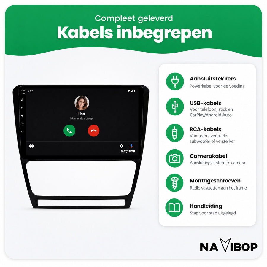 Škoda Octavia | Autoradio | CarPlay & Android Auto | Android 15.0 | 2007 t/m 2013