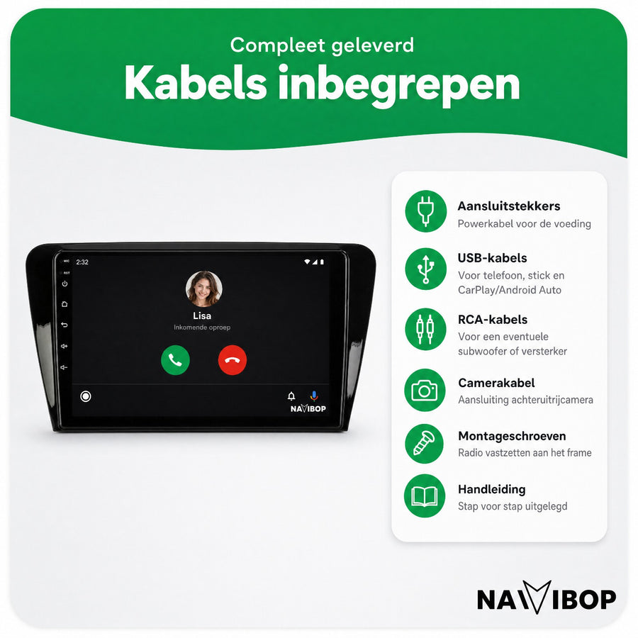 Škoda Octavia | Autoradio | CarPlay & Android Auto | Android 15.0 | 2012 t/m 2019