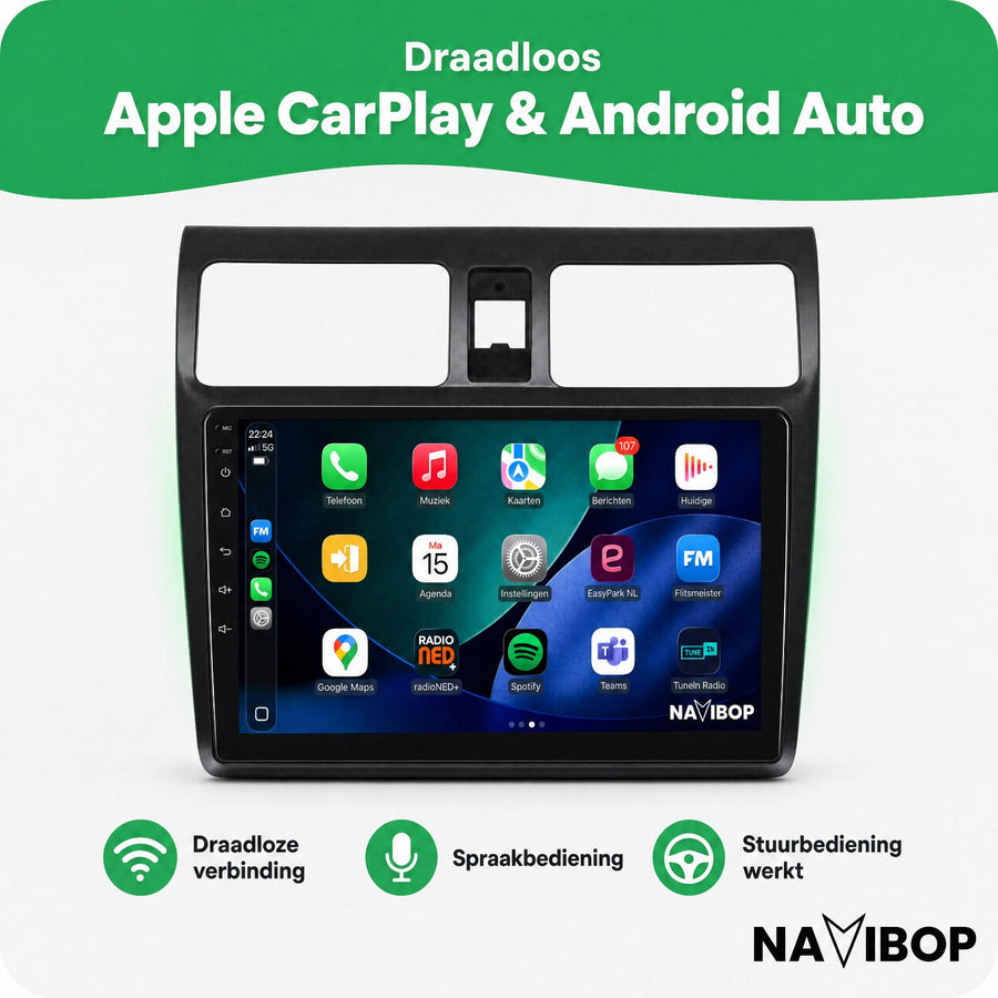 Suzuki Swift | Autoradio | CarPlay & Android Auto | Android 15.0 | 2005 t/m 2010