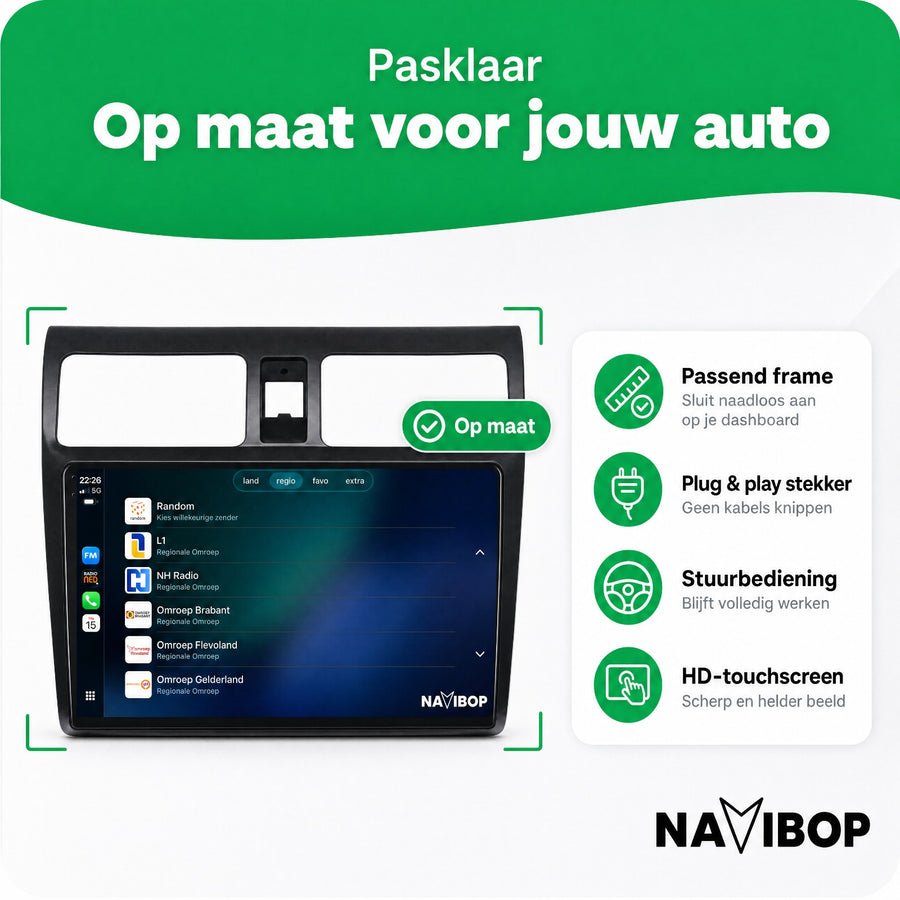 Suzuki Swift | Autoradio | CarPlay & Android Auto | Android 15.0 | 2005 t/m 2010