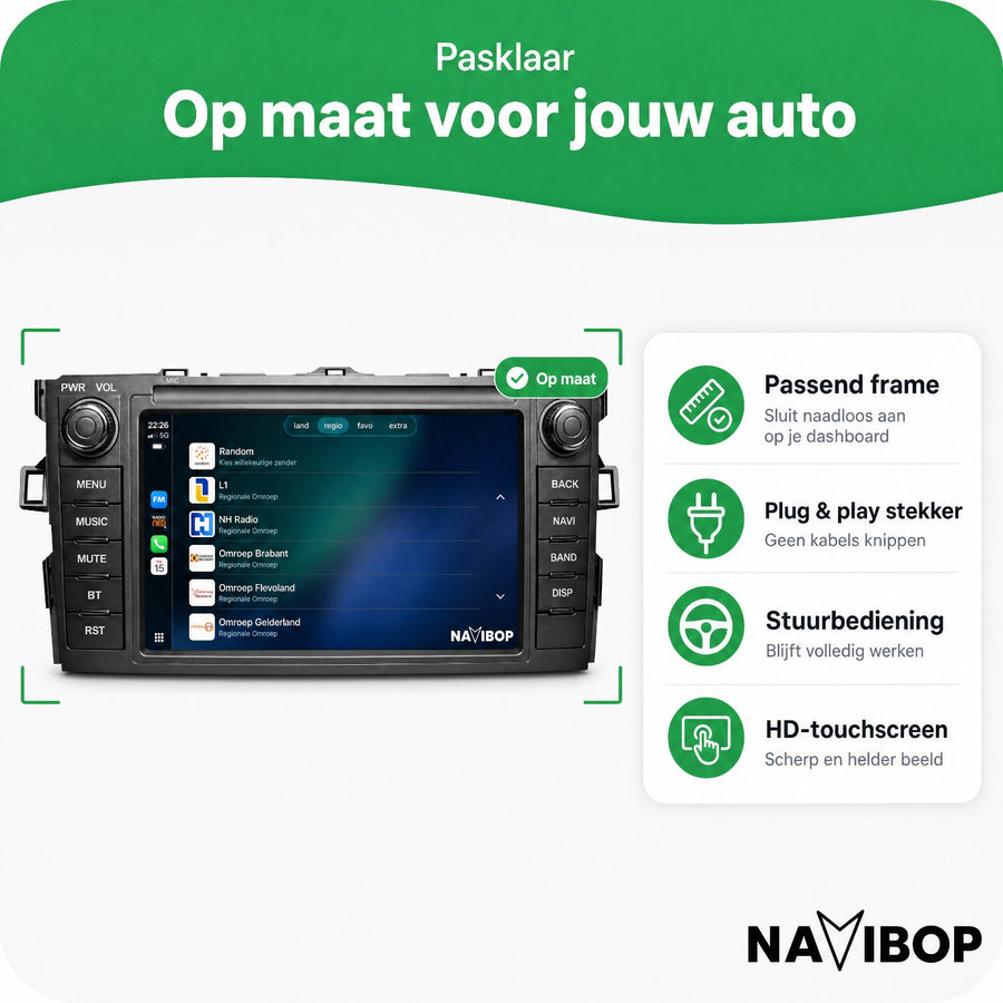 Toyota Auris | Autoradio | CarPlay & Android Auto | Android 15.0 | 2007 t/m 2012
