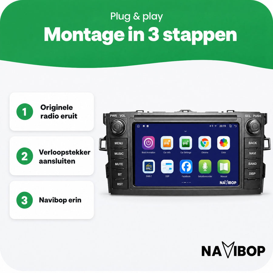 Toyota Auris | Autoradio | CarPlay & Android Auto | Android 15.0 | 2007 t/m 2012