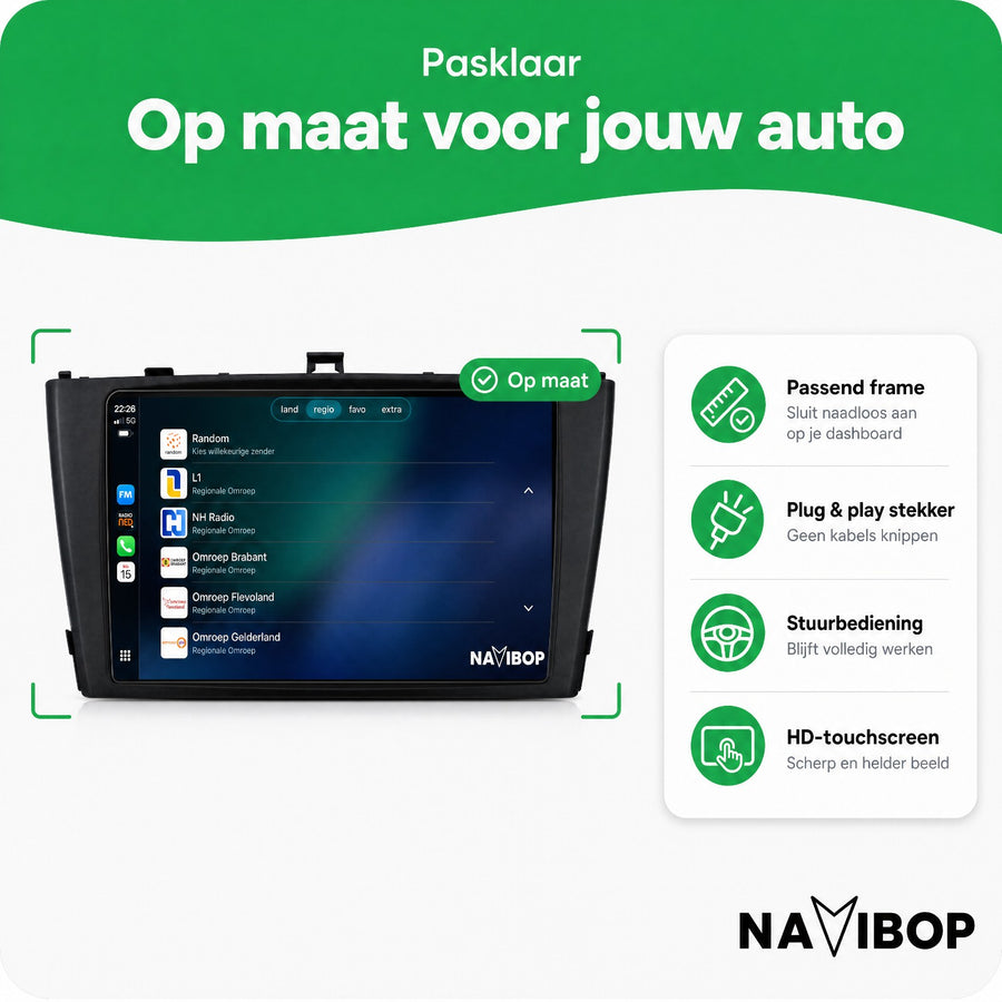 Toyota Avensis Zwart | Autoradio | CarPlay & Android Auto | Android 15.0 | 2009 t/m 2017