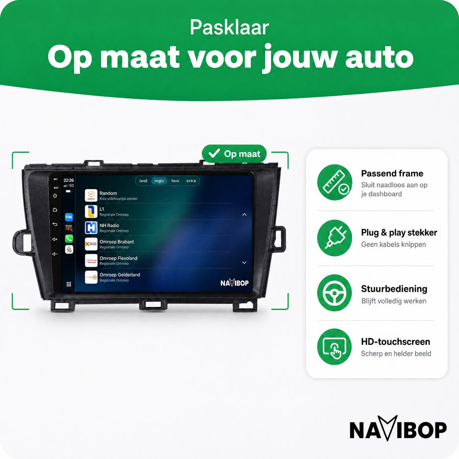 Toyota Prius Zwart | Autoradio | CarPlay & Android Auto | Android 15.0 | 2009 t/m 2015