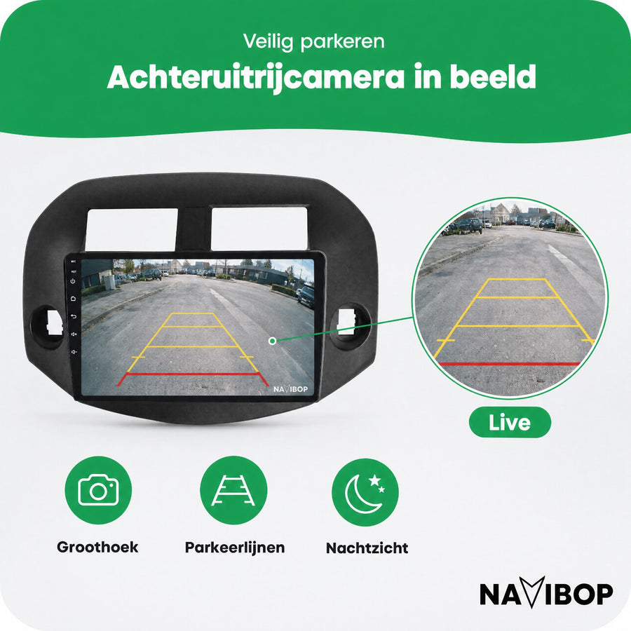 Toyota RAV-4 Zwart | Autoradio | CarPlay & Android Auto | Android 15.0 | 2005 t/m 2013