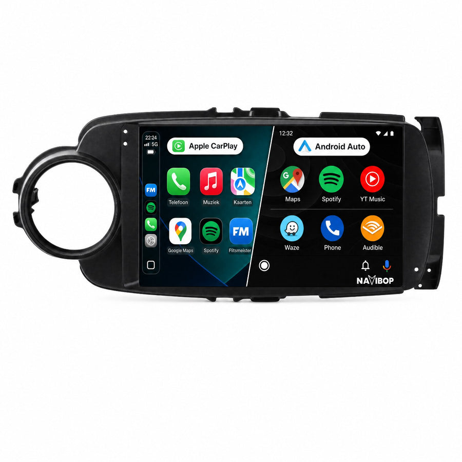 Toyota Yaris Zwart | Autoradio | CarPlay & Android Auto | Android 15.0 | 2011 t/m 2016
