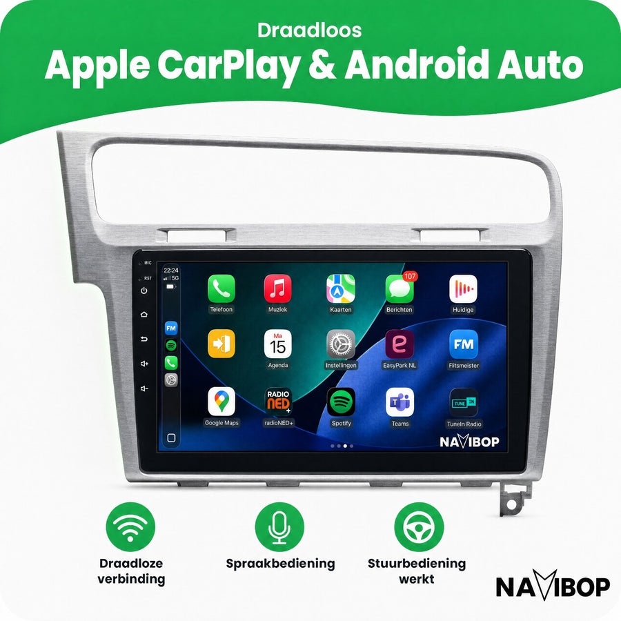 Volkswagen Golf Grijs | Autoradio | CarPlay & Android Auto | Android 15.0 | 2013 t/m 2020
